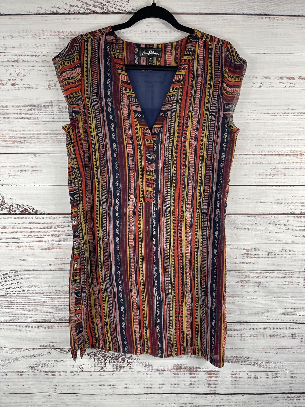 Sam Edelman Dress Women's Size Medium Boho Tribal Stripe V-Neck Tunic 7SE17H25KP